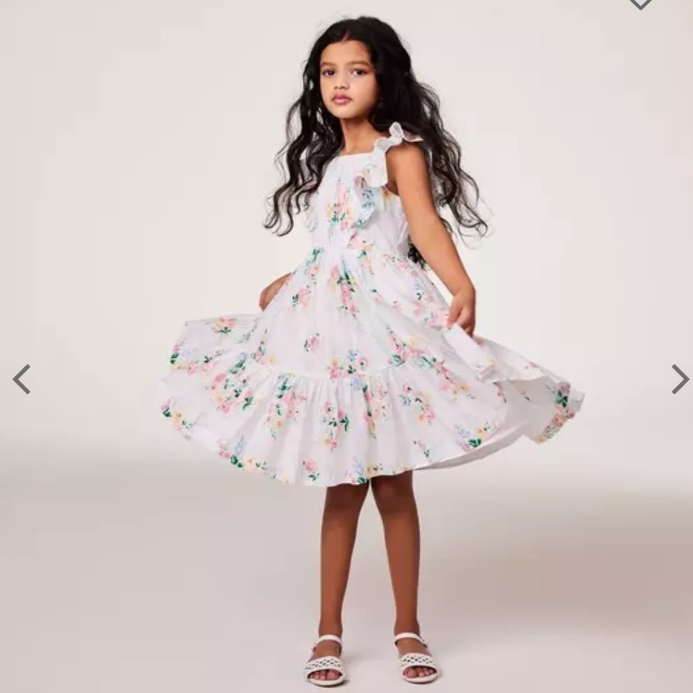 Janie and Jack Floral White Ruffle Dress with Headband